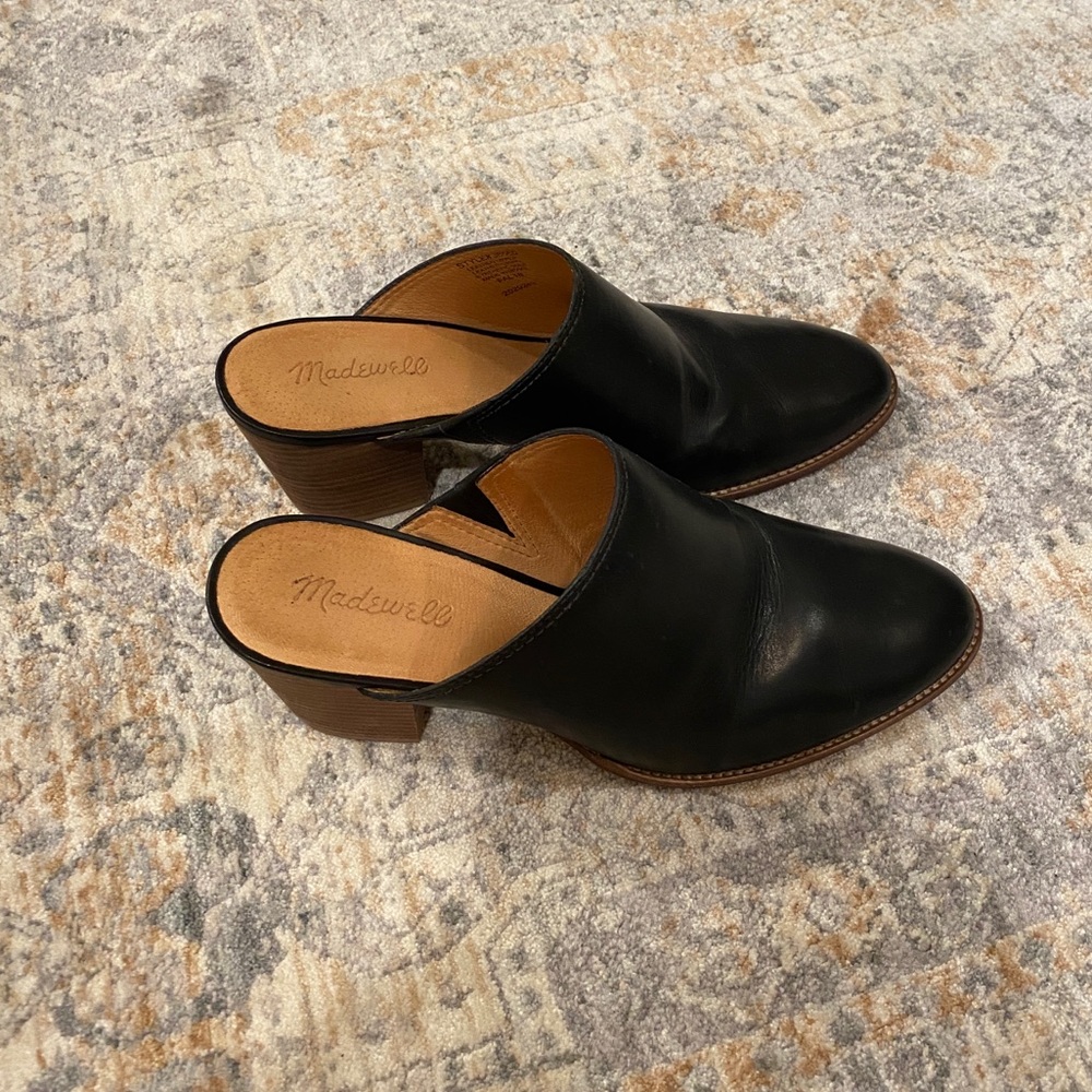 Madewell Black Leather Mules